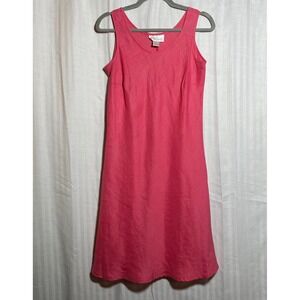 Jordan Pink 100%‎ Linen Sleeveless Scoop Neck Shift Dress Women S Beach Brunch